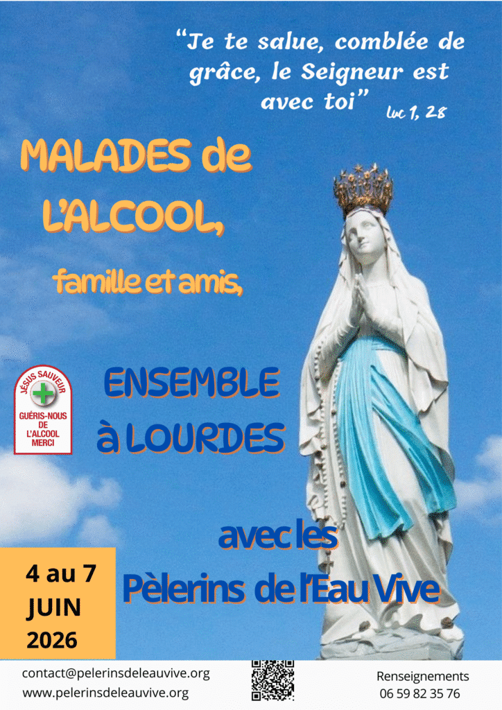 affiche lourdes 2026 avec pancarte